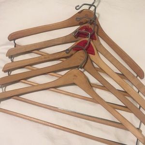 5 vintage wooden hangers